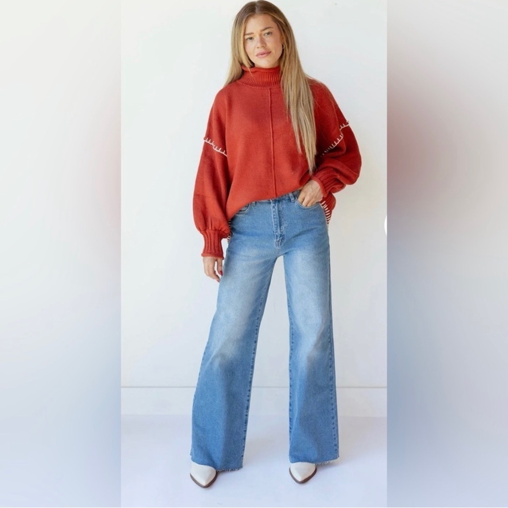 Anniewear cassandra mock neck rust sweater size XL